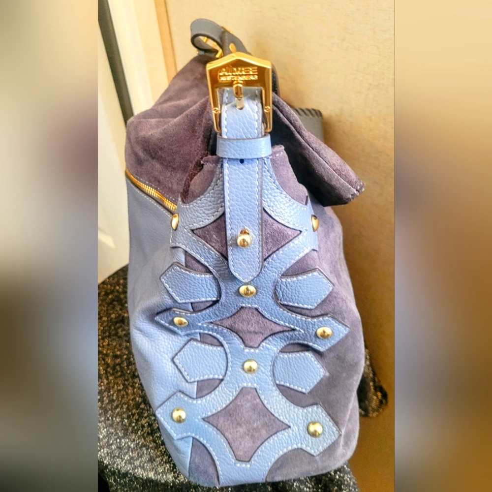 Aimee Kestenberg  blue leather and suede hobo bag EUC - Picture 3 of 16